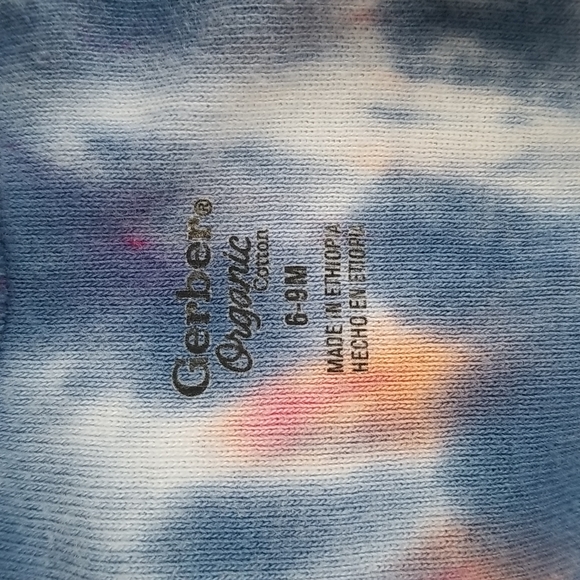 BABY ONSIE BR GERBER 6- 9MONTHS TIE-DYED ORGANIC COTTON - Picture 5 of 6